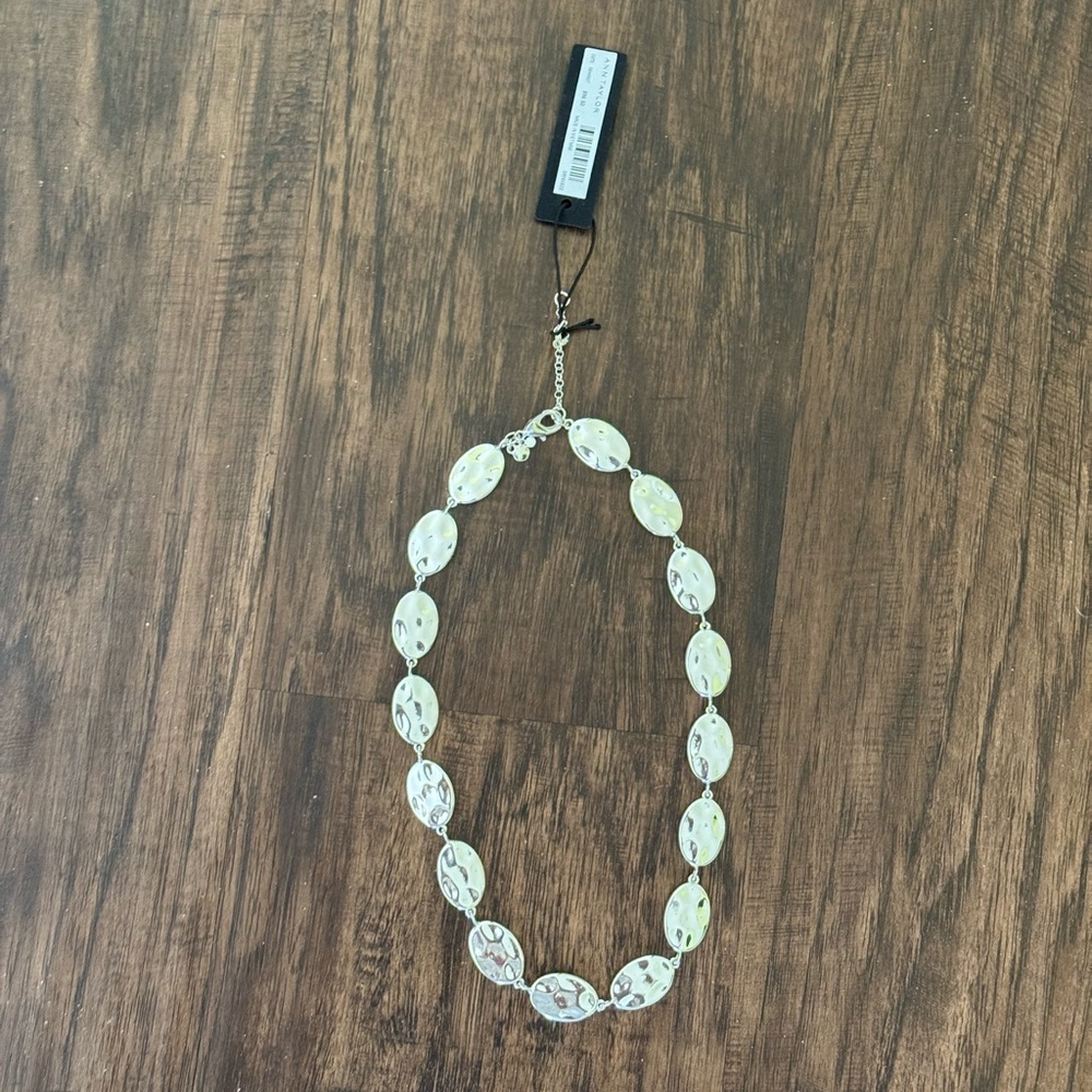 Ann Taylor textured metal disc Silver Necklace - Picture 12 of 15